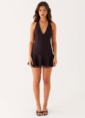 Aiden Mini Dress - Black Polka Dot