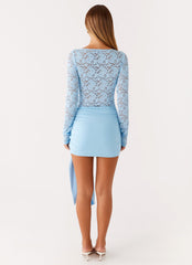 Consie Long Sleeve Mini Dress - Pale Blue