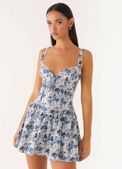 Nash Bust Mini Dress - Serene Sky Floral