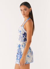Garden Party Mini Dress - Serene Sky Floral