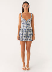 Nash Bust Mini Dress - Serene Sky Floral