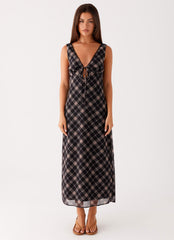 Gianna Midi Dress - Taupe Check