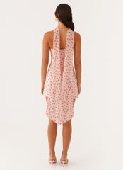 Kiesha Strapless Scarf Mini Dress - Pink Flower