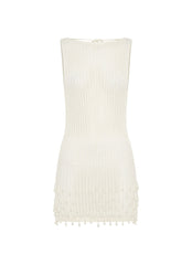 Miracle Beaded Crochet Mini Dress - Ivory
