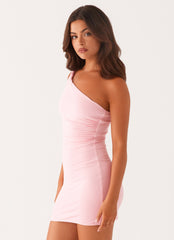 Monty One Shoulder Mini Dress - Pink