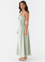 Olenna Halterneck Midi Dress - Sage