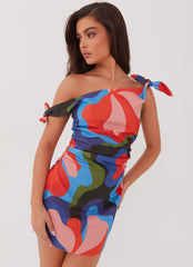 Amazonia Linen Mini Dress - Floral Fantasy