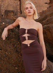 Natasha Strapless Maxi Dress - Chocolate
