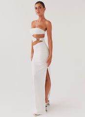 Into Pieces Mesh Maxi Dress - White