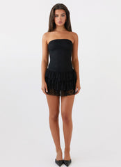 Posie Lace Tube Mini Dress - Black
