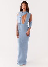 Raine Knit Maxi Dress - Blue