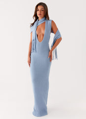 Raine Knit Maxi Dress - Blue