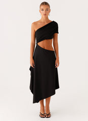 Angelina Asym Midi Dress - Black