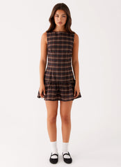 Arizona Mini Dress - Brown Black Check