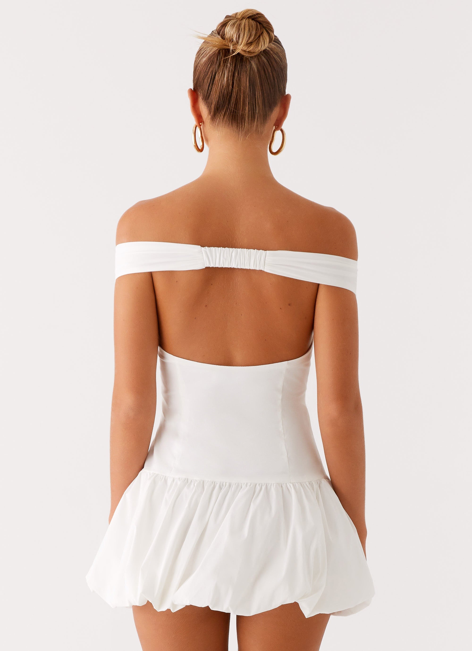 Endless Romance Off Shoulder Mini Dress - White