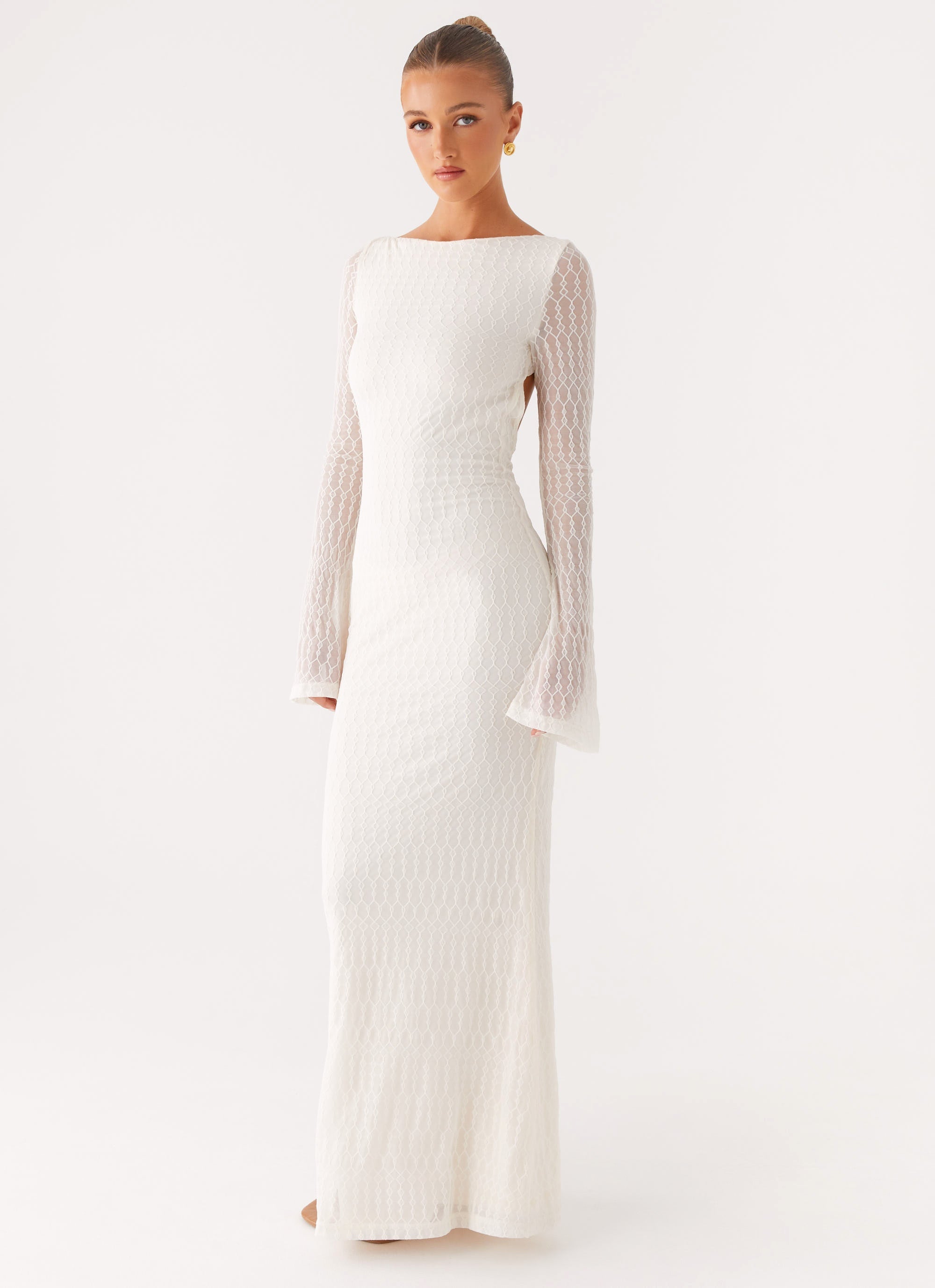 Ethereal Long Sleeve Maxi Dress - Ivory