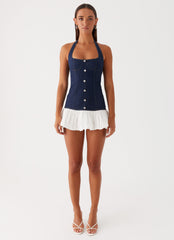 Georgina Denim Mini Dress - Blue