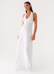 Heavy Hearted Linen Maxi Dress - White