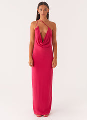 Jayla One Shoulder Maxi Dress - Fuchsia