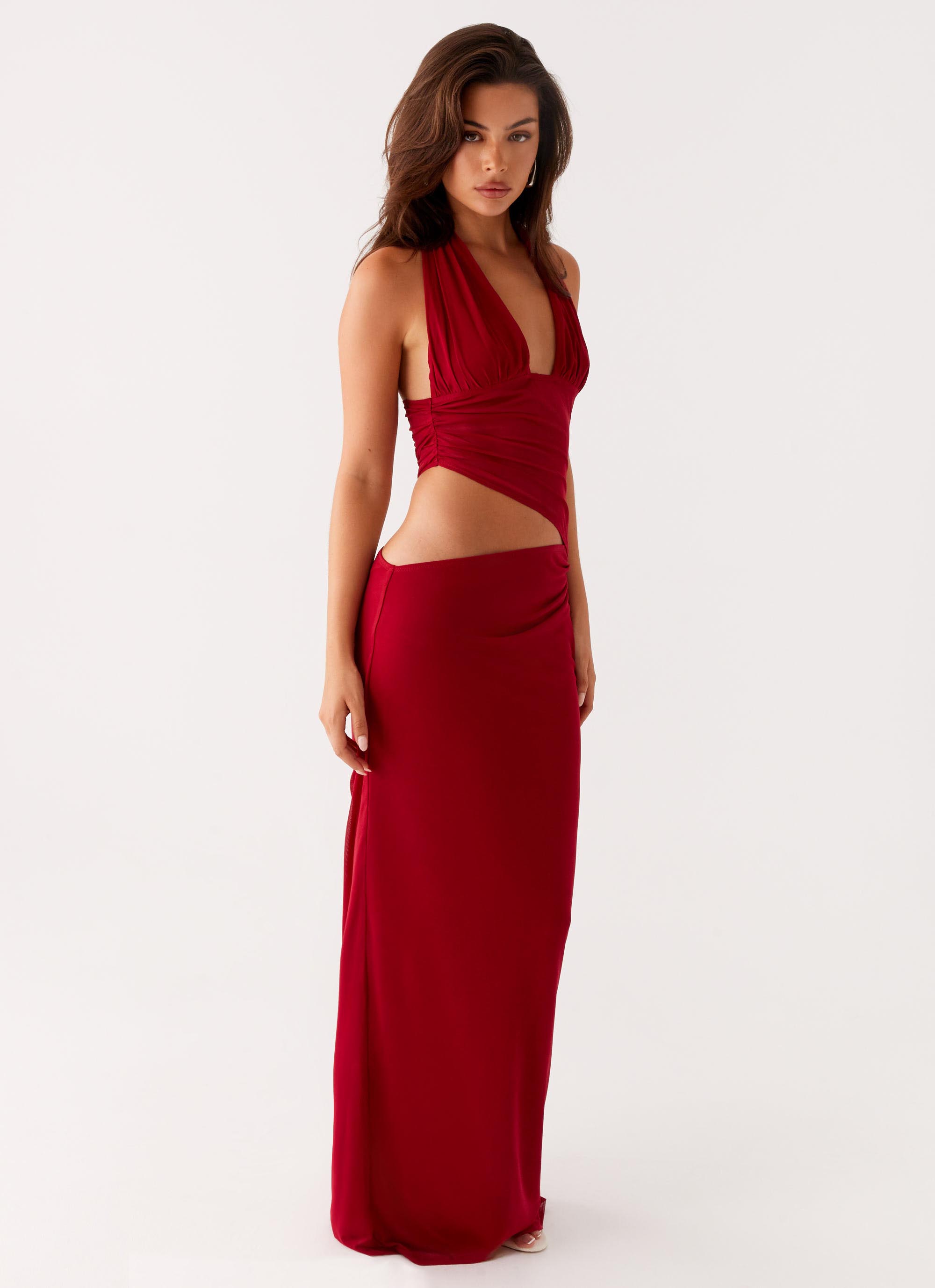 Main Act Halter Maxi Dress - Raspberry