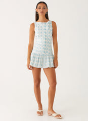 Meggie Linen Mini Dress - Sweet Daydream Print