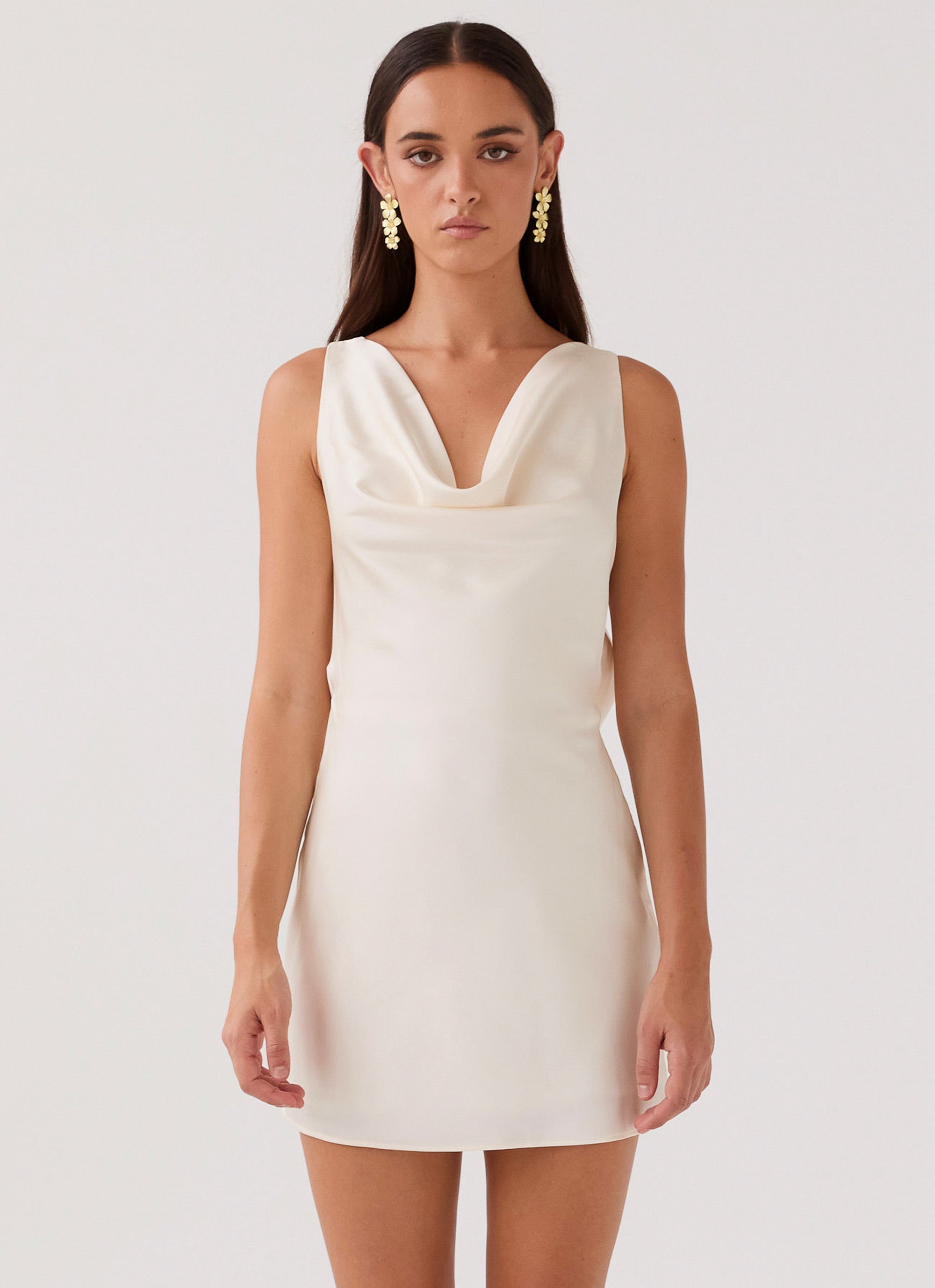 Be Mine Satin Mini Dress - Ivory