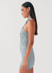 Sabine Linen Mini Dress - Coastal Stripe