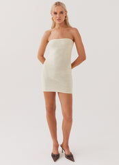 Dance The Night Tube Knit Mini Dress - Pearl Shimmer