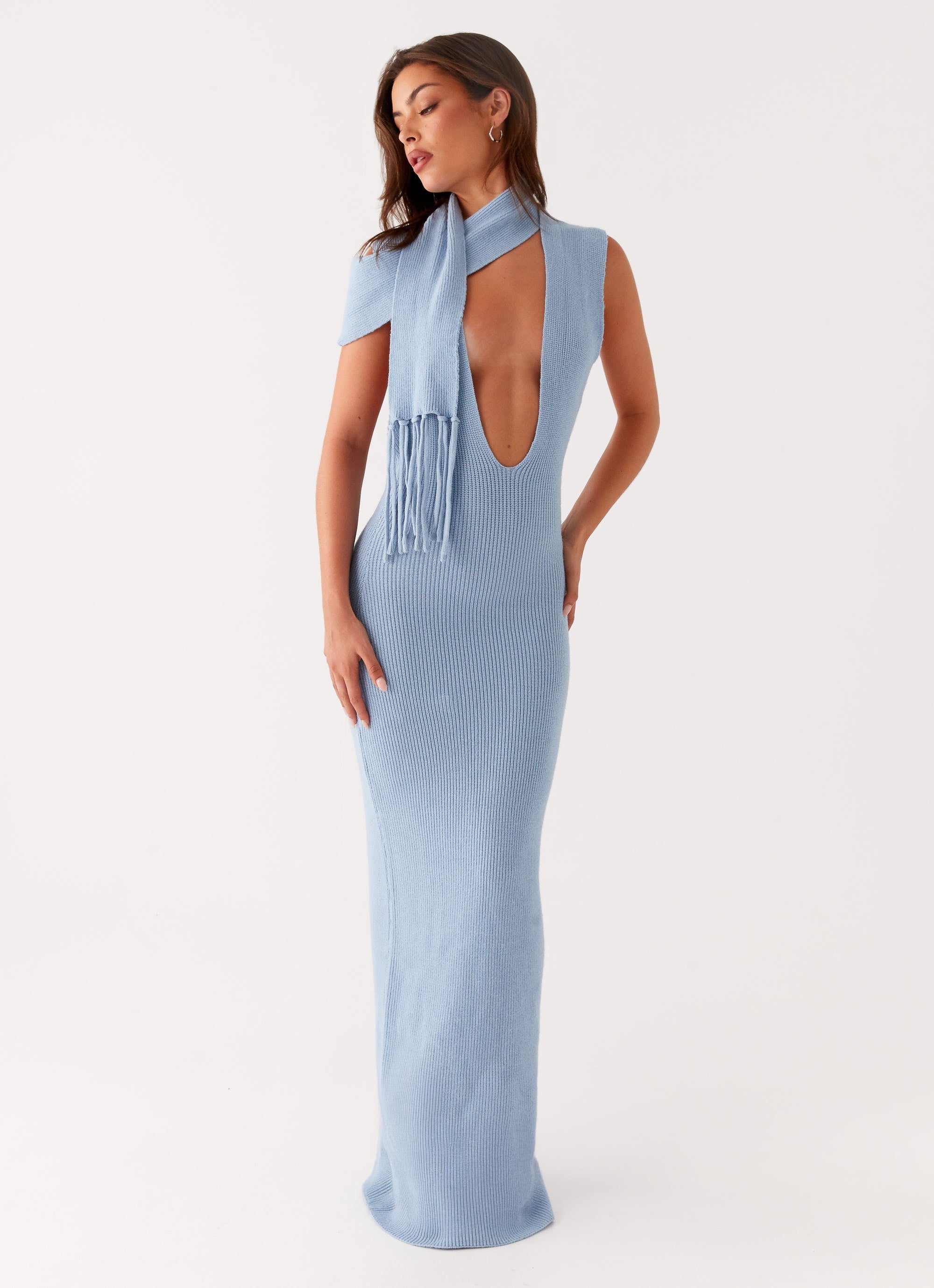 Raine Knit Maxi Dress - Blue