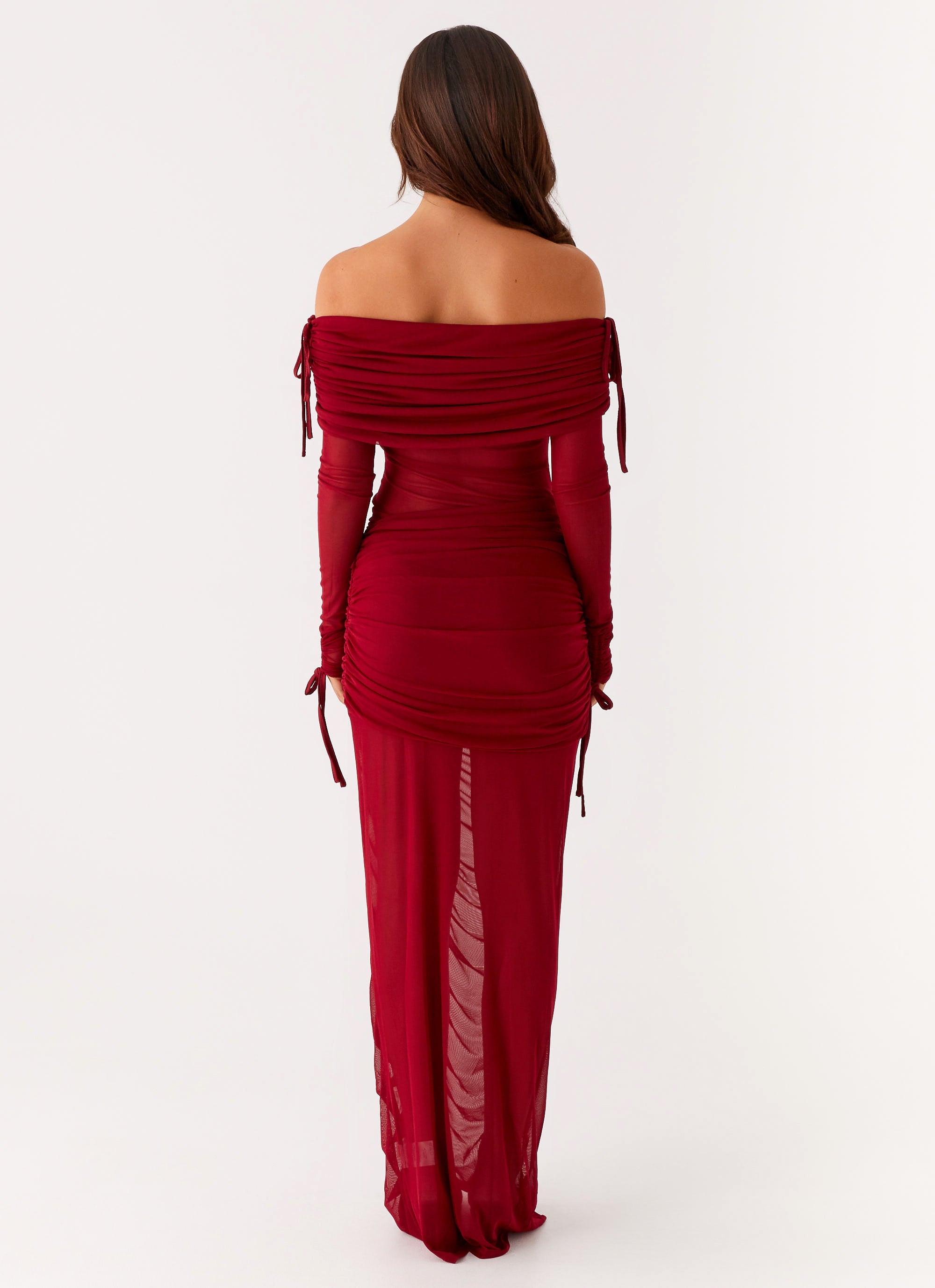 Teala Mesh Maxi Dress - Red