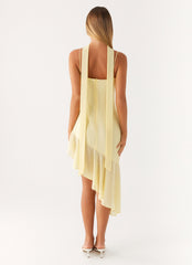 Zesty Asymmetrical Midi Dress - Yellow